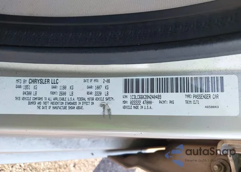 2008 Chrysler Sebring Limited z USA, uszkodzony, nr VIN 1C3LC66K28N240489